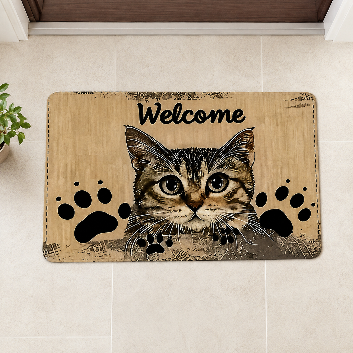 Capacho de Gato Decorativo para Entrada em segundo ângulo de uso – Viorenna