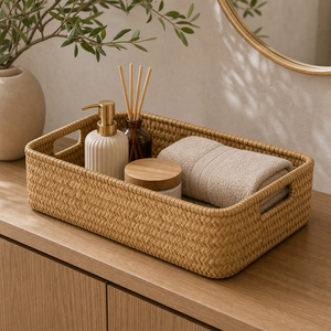 Cesto Decorativo de Fibra Natural para Mesa em imagem hero premium - Viorenna