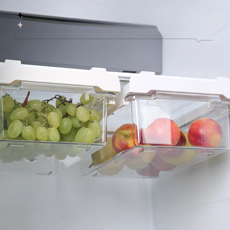 Cesto Retrátil Transparente para Geladeira na galeria do produto