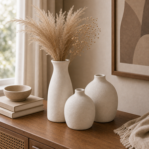 Conjunto de Vasos Decorativos Boho Conjunto de 3 Peças de Cerâmica para Mesa - imagem 09 final conversao premium Viorenna