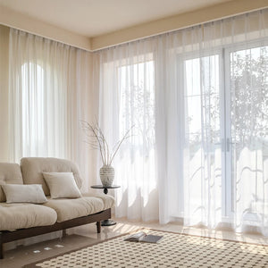 Cortina Voil Transparente Branca para Janela em sala decorada