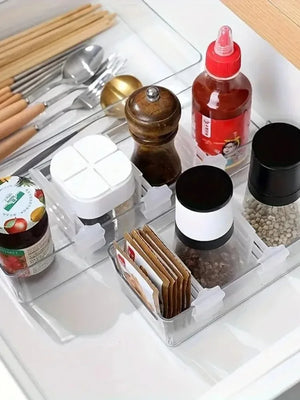 Divisória Ajustável para Geladeira e Bebidas com alimentos armazenados