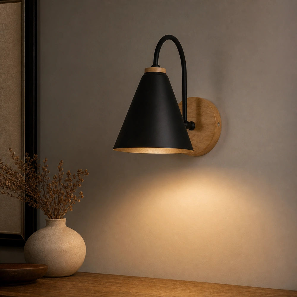 Efeito de luz da luminária de parede metal minimalista