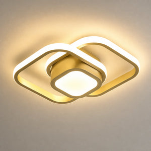 Efeito de luz do lustre LED de teto 3 cores em acabamento dourado