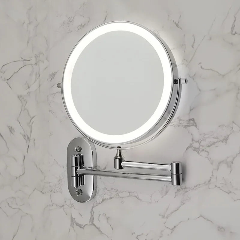 Espelho de Maquiagem Dobrável com LED e Aumento em banheiro ou lavabo