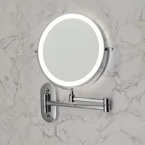 Espelho de Maquiagem Dobrável com LED e Aumento em banheiro ou lavabo