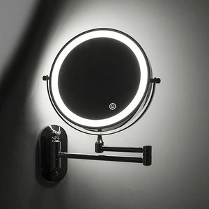 Espelho de Maquiagem Dobrável com LED e Aumento em banheiro ou lavabo