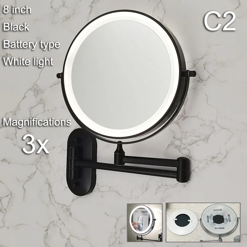 Espelho de Maquiagem Dourado com LED e Aumento em banheiro ou lavabo