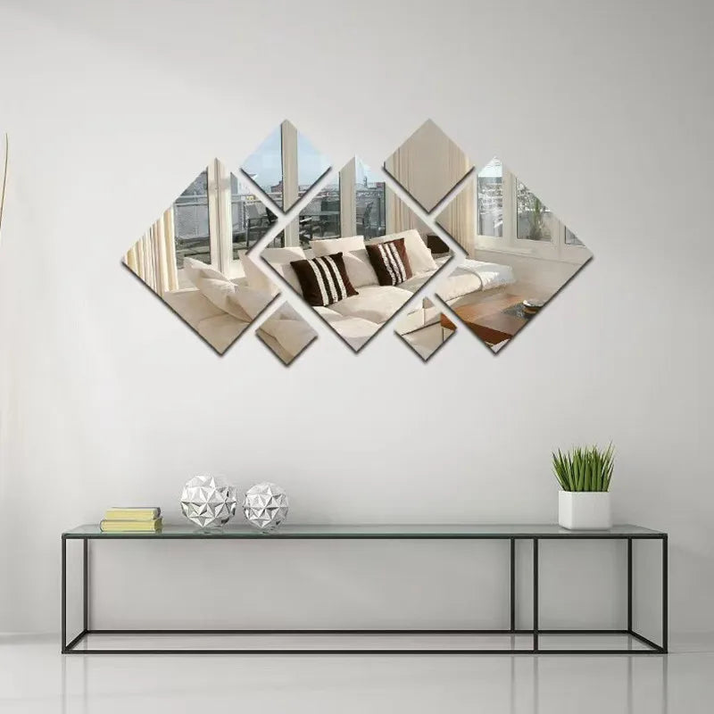 Espelho Decorativo 3D para Quarto e Hall em sala decorada