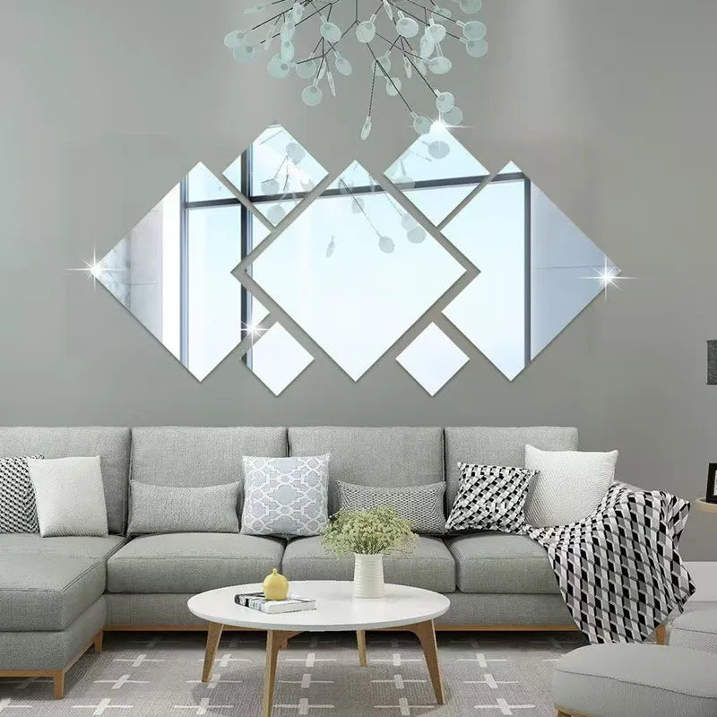 Espelho Decorativo 3D para Quarto e Hall em sala decorada