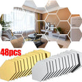 Espelho Decorativo Hexagonal Dourado e Prateado em banheiro ou lavabo