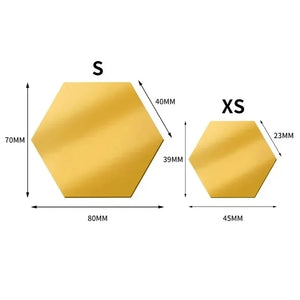 Espelho Decorativo Hexagonal Dourado e Prateado em banheiro ou lavabo