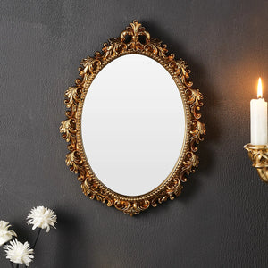 Espelho Decorativo Oval Dourado para Parede em parede decorada