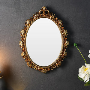 Espelho Decorativo Oval Dourado para Parede em parede decorada