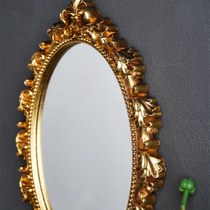 Espelho Decorativo Oval Dourado para Parede em parede decorada