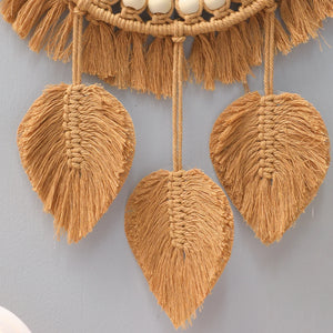 Espelho Decorativo Redondo com Fibra Trançada em sala decorada
