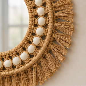 Espelho Decorativo Redondo com Fibra Trançada – Viorenna