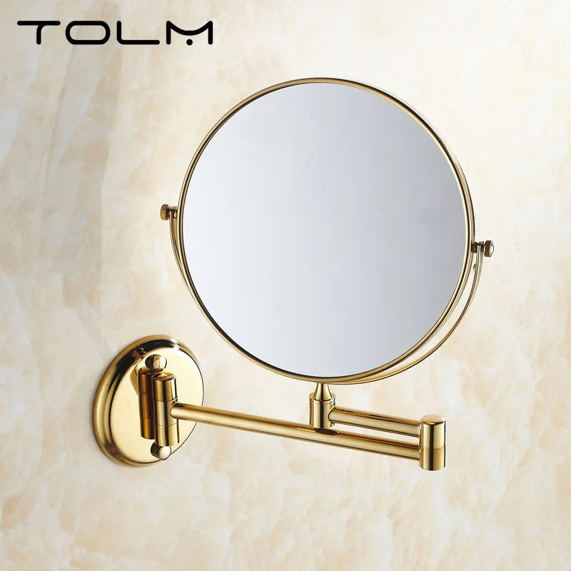 Espelho Dourado de Parede Extensível Dupla Face em banheiro ou lavabo