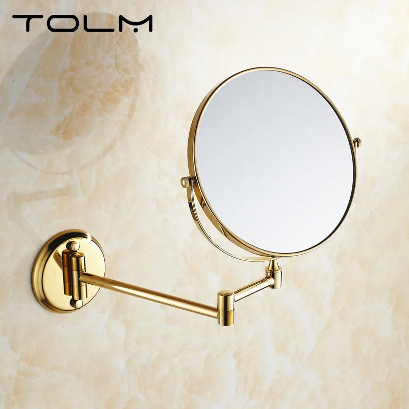 Espelho Dourado de Parede Extensível Dupla Face em banheiro ou lavabo