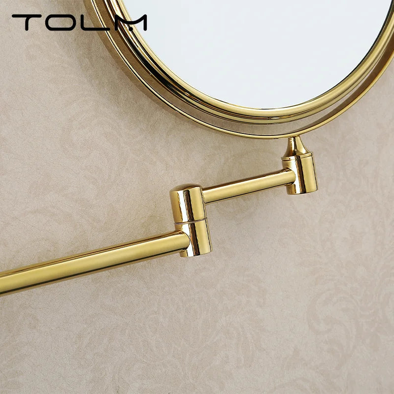Espelho Dourado de Parede Extensível Dupla Face em banheiro ou lavabo