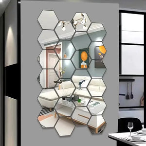 Espelhos Decorativos Hexagonais Adesivos em banheiro ou lavabo