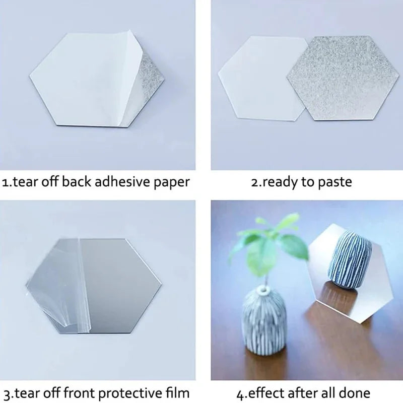 Espelhos Decorativos Hexagonais Adesivos em banheiro ou lavabo