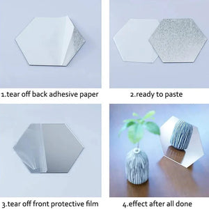 Espelhos Decorativos Hexagonais Adesivos em banheiro ou lavabo