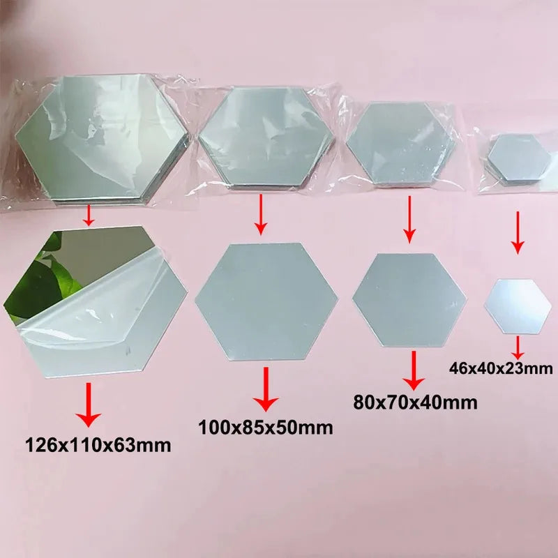 Espelhos Decorativos Hexagonais Adesivos em banheiro ou lavabo