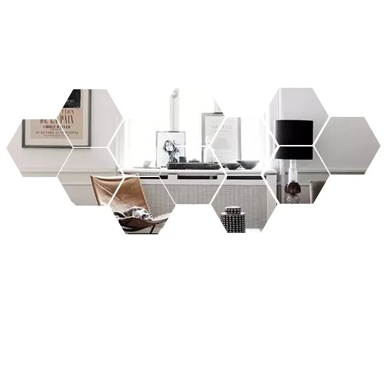 Espelhos Decorativos Hexagonais Adesivos em banheiro ou lavabo