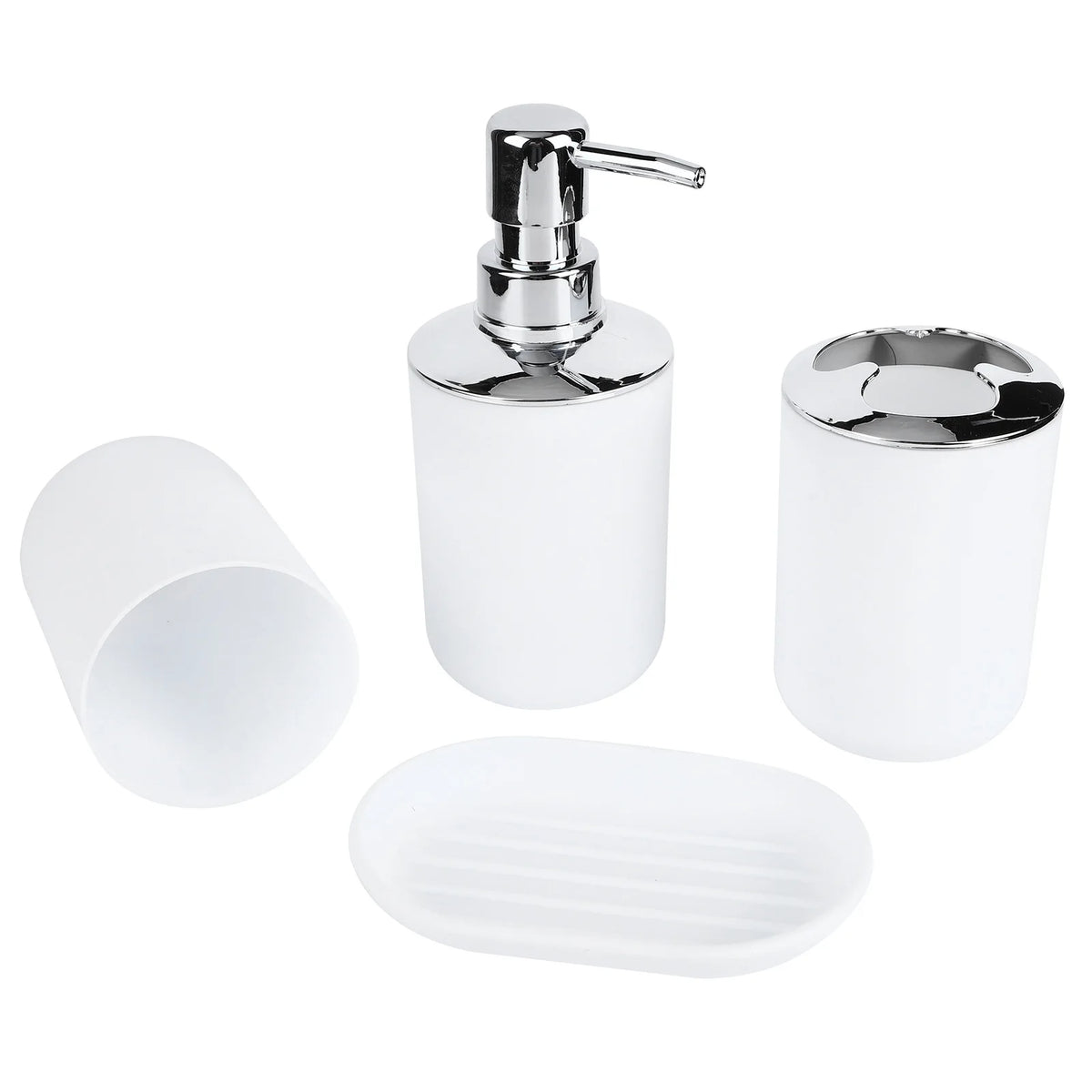 Kit Banheiro com Dispenser e Porta Escovas em banheiro ou lavabo