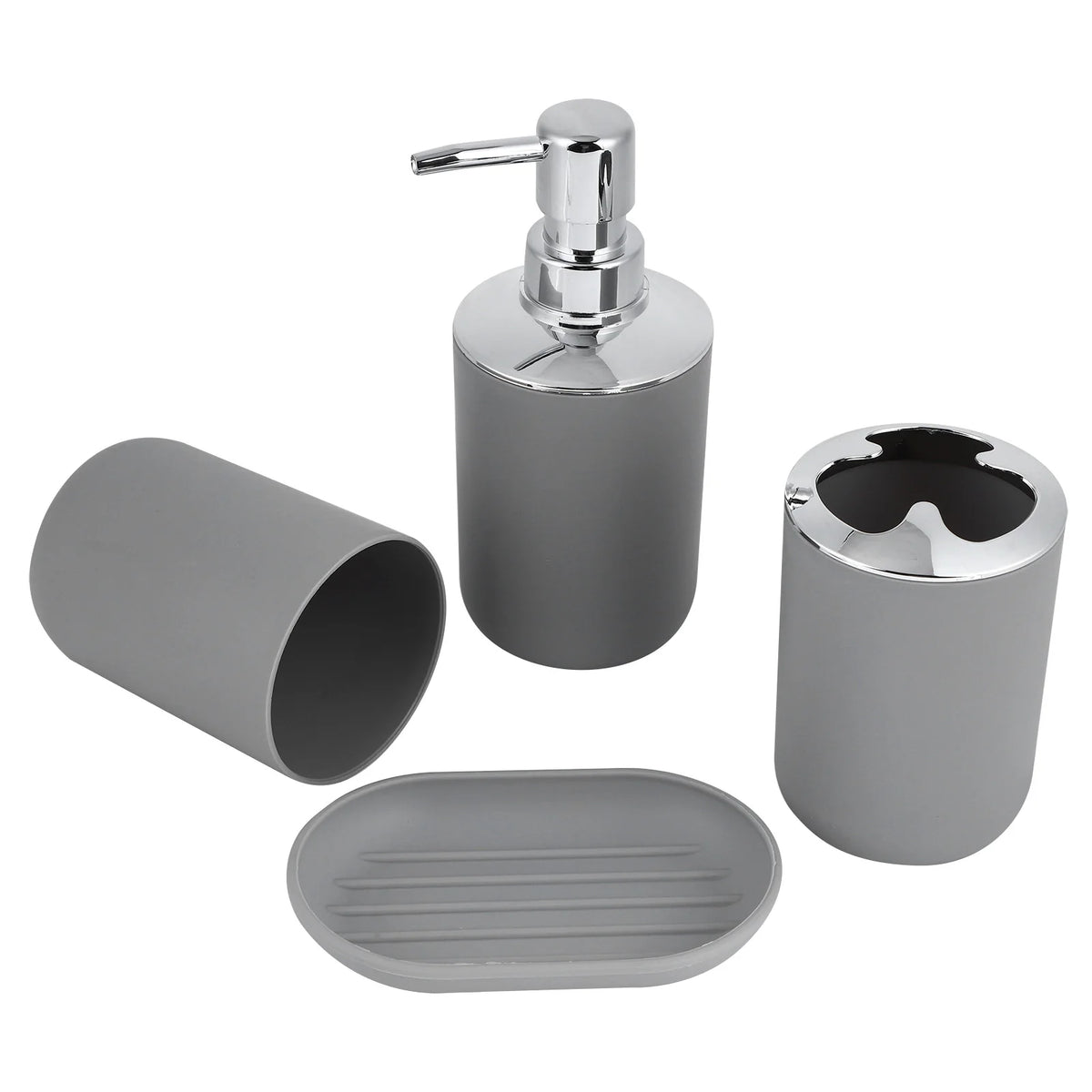 Kit Banheiro com Dispenser e Porta Escovas em banheiro ou lavabo