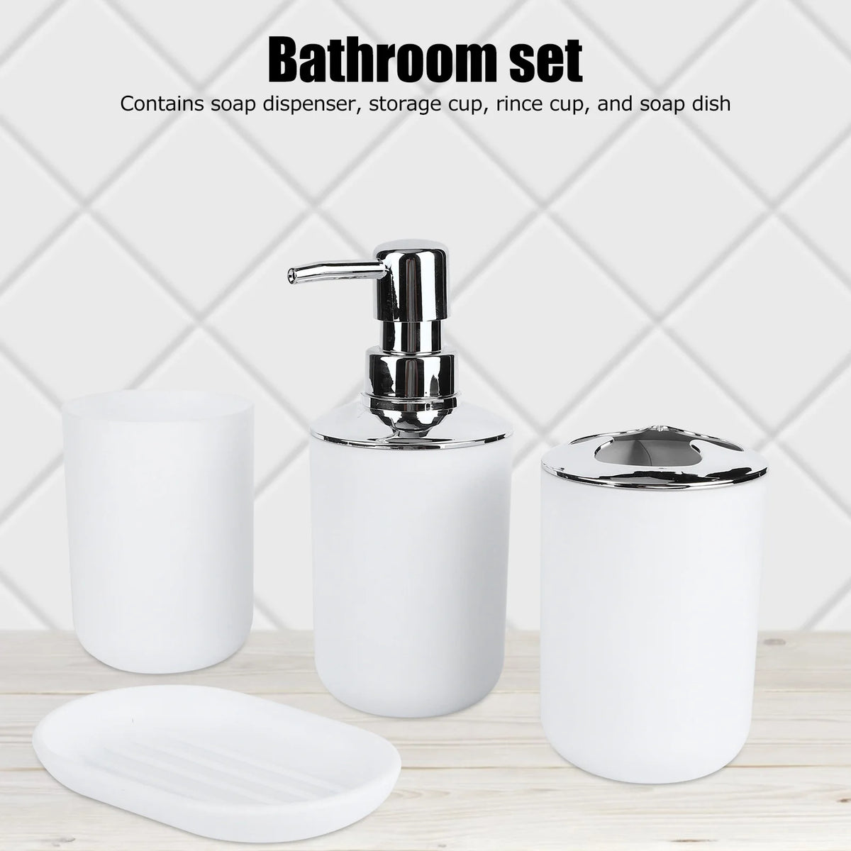 Kit Banheiro com Dispenser e Porta Escovas em banheiro ou lavabo