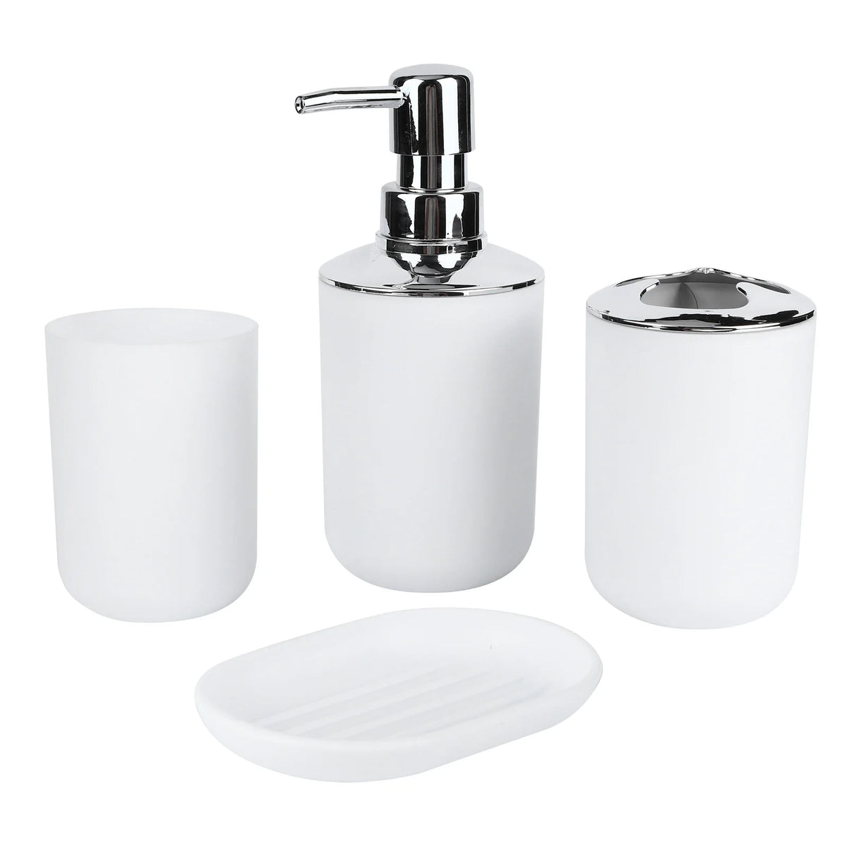 Kit Banheiro com Dispenser e Porta Escovas em banheiro ou lavabo