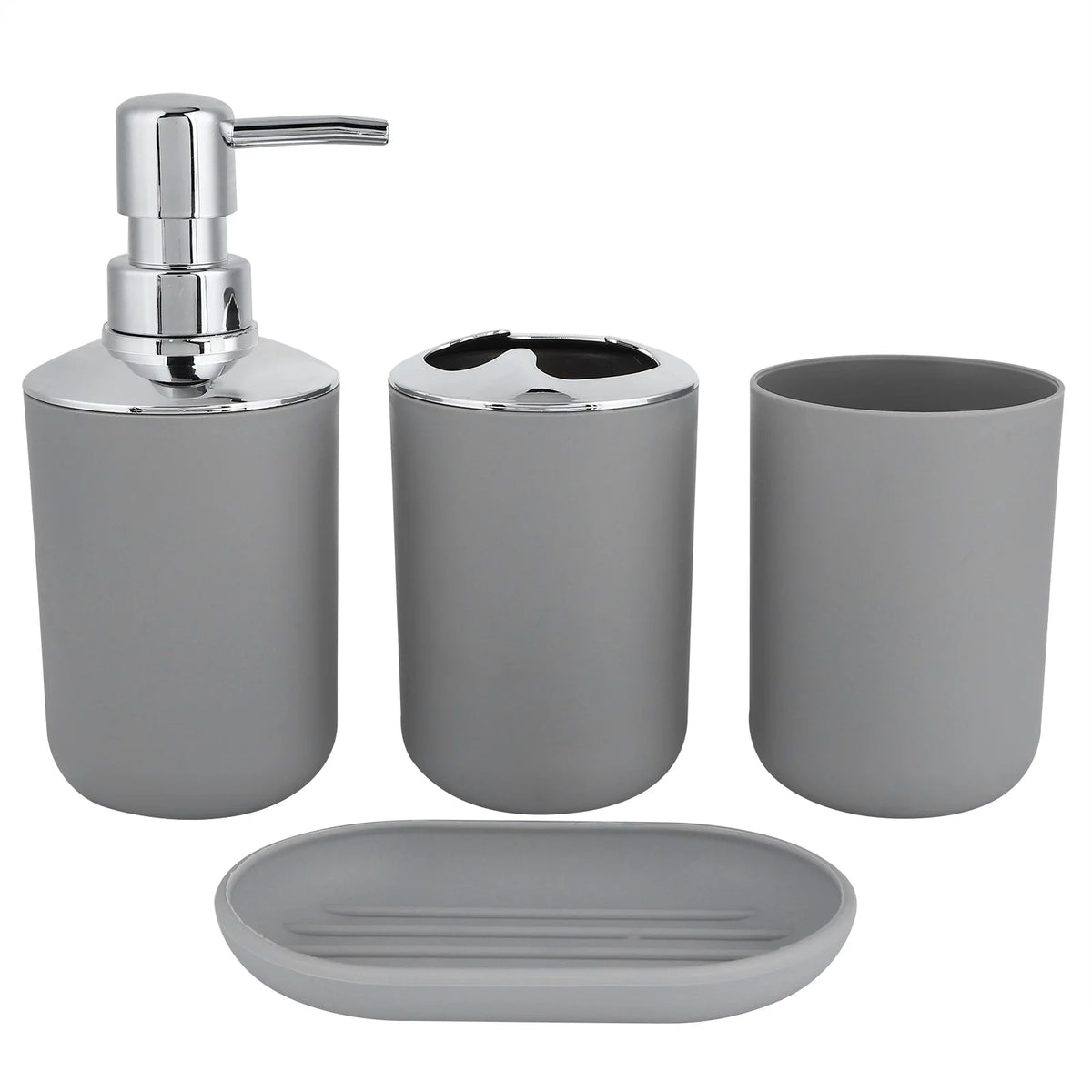 Kit Banheiro com Dispenser e Porta Escovas em banheiro ou lavabo