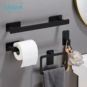 Kit de Acessórios para Banheiro Preto Fosco sem Furo em banheiro ou lavabo