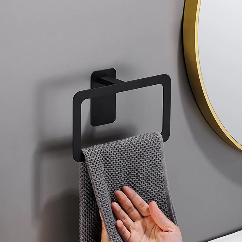 Kit de Acessórios para Banheiro Preto Fosco sem Furo em banheiro ou lavabo