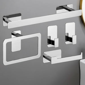 Kit de Acessórios para Banheiro Preto Fosco sem Furo em banheiro ou lavabo