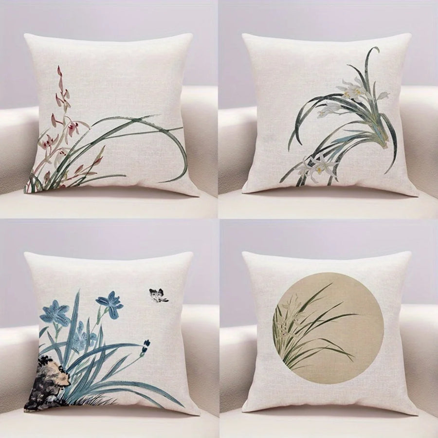 Kit de Capas de Almofada Oriental Floral em sala decorada