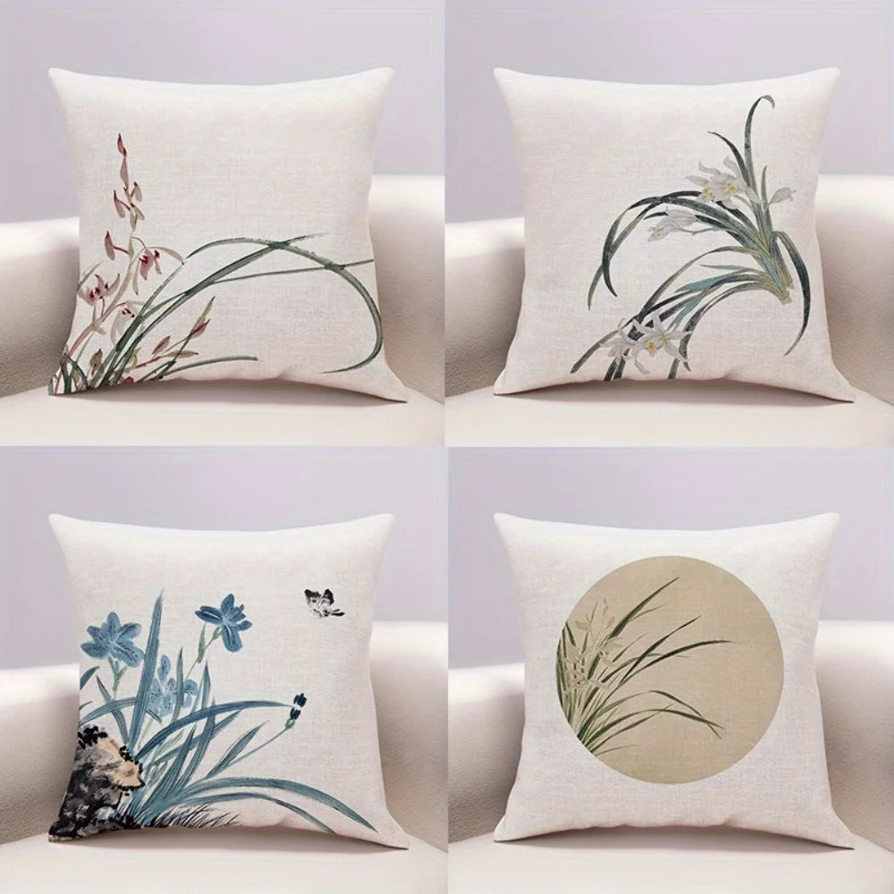 Kit de Capas de Almofada Oriental Floral em sala decorada