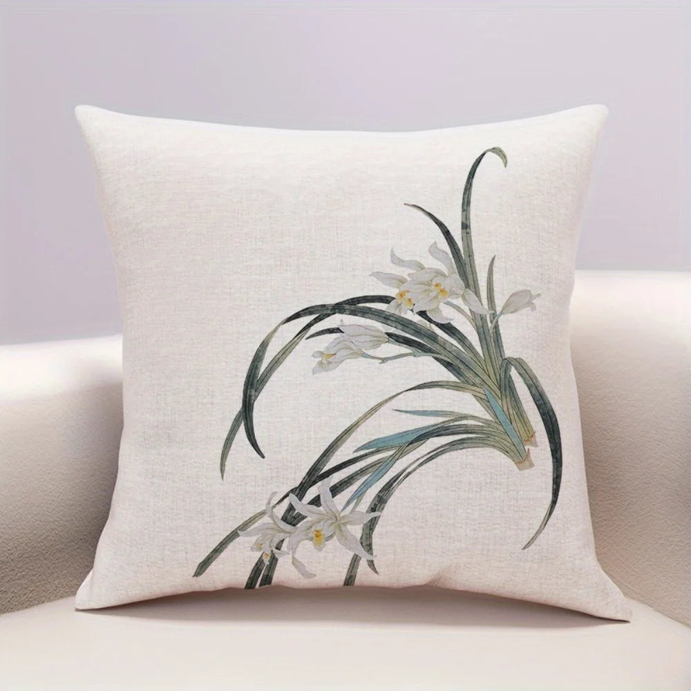 Kit de Capas de Almofada Oriental Floral em sala decorada