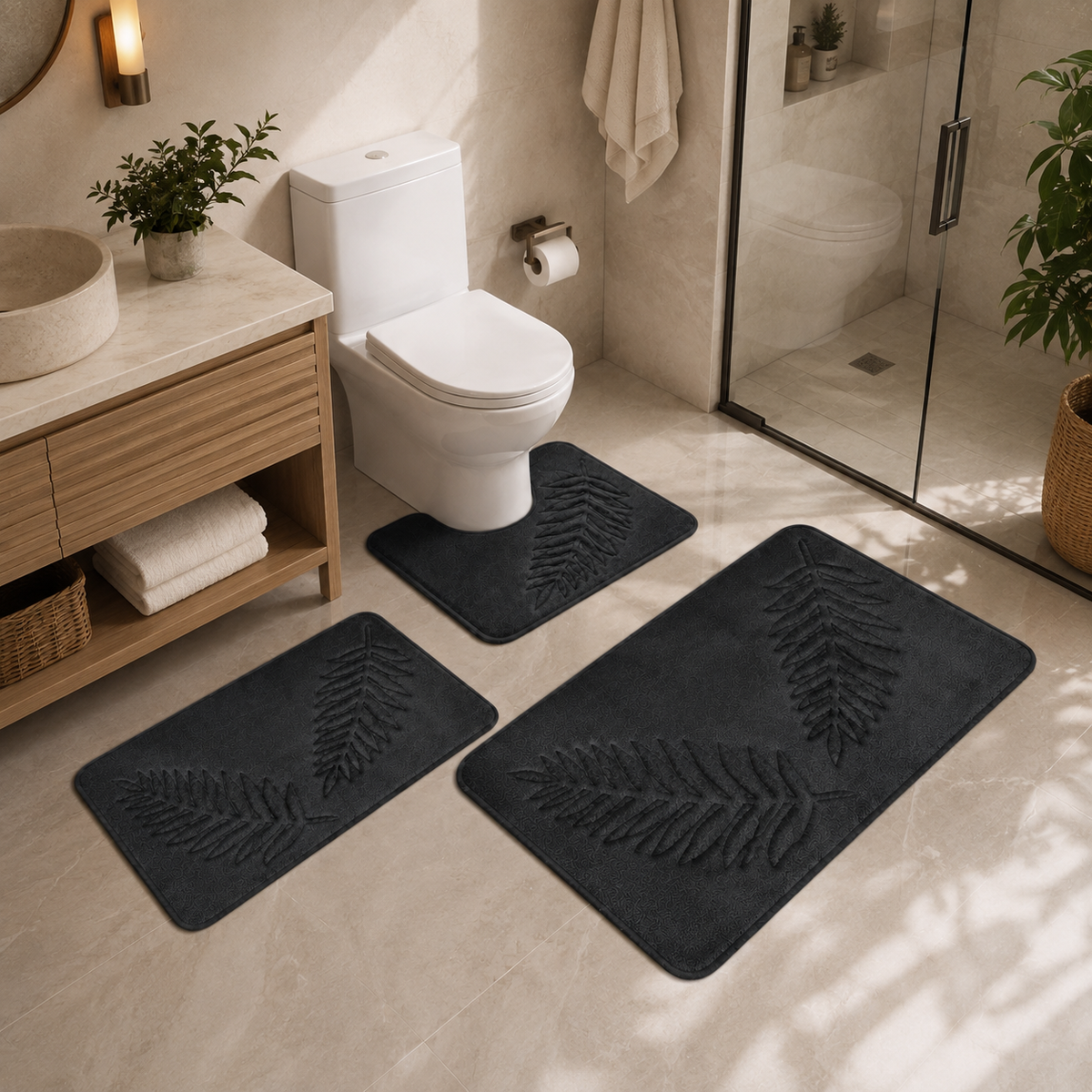 Kit de Tapetes para Banheiro Secagem Rápida e Antiderrapante em imagem complementar do produto – Viorenna