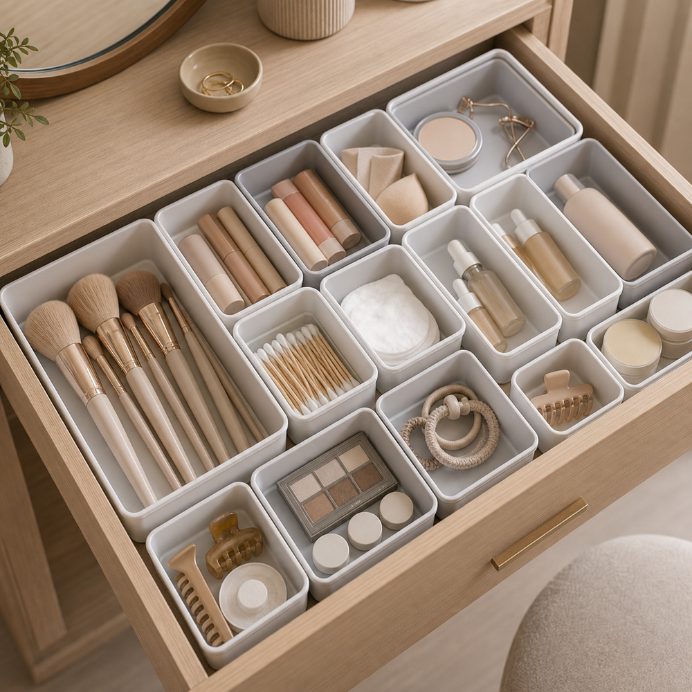 Kit Organizador de Gavetas para Banheiro e Maquiagem em imagem hero premium - Viorenna