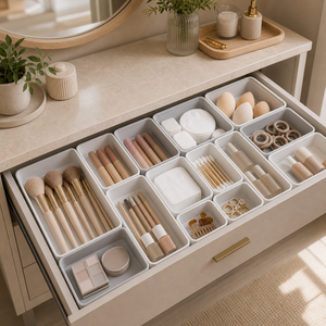 Kit Organizador de Gavetas para Banheiro e Maquiagem em imagem cena complementar premium - Viorenna