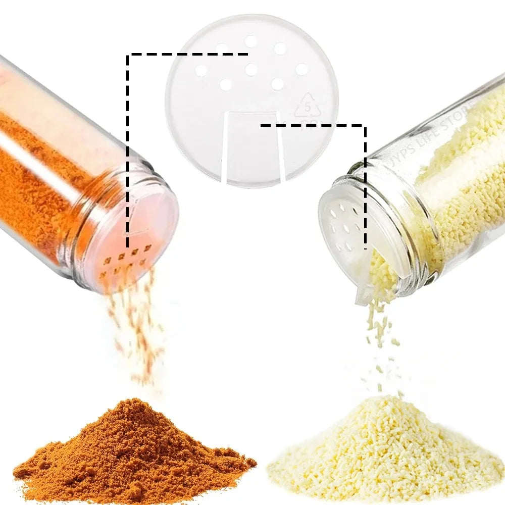 Kit Porta Temperos de Vidro com Tampas de Bambu com detalhe de textura e acabamento