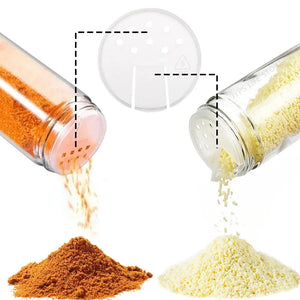 Kit Porta Temperos de Vidro com Tampas de Bambu com detalhe de textura e acabamento