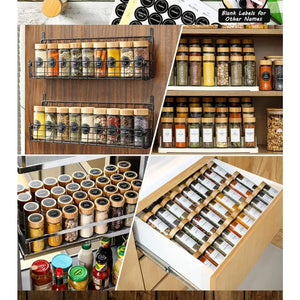 Kit Porta Temperos de Vidro com Tampas de Bambu otimizando espaço na cozinha