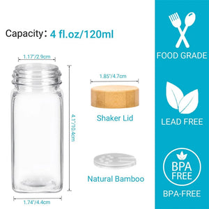 Kit Porta Temperos de Vidro com Tampas de Bambu na galeria do produto