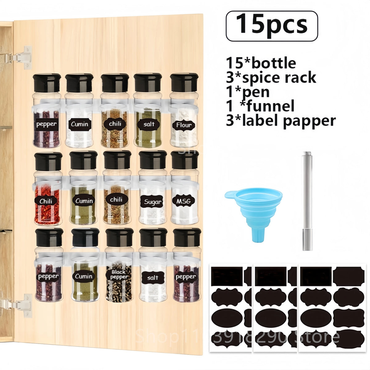 Kit Porta Temperos para Sal, Pimenta e Especiarias na galeria do produto
