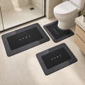 Kit de tapetes para banheiro Mosaico 3 peças na cor Preto.