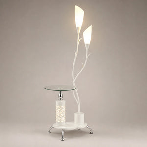 Luminária de chão floral na variante Branco sobre fundo controlado